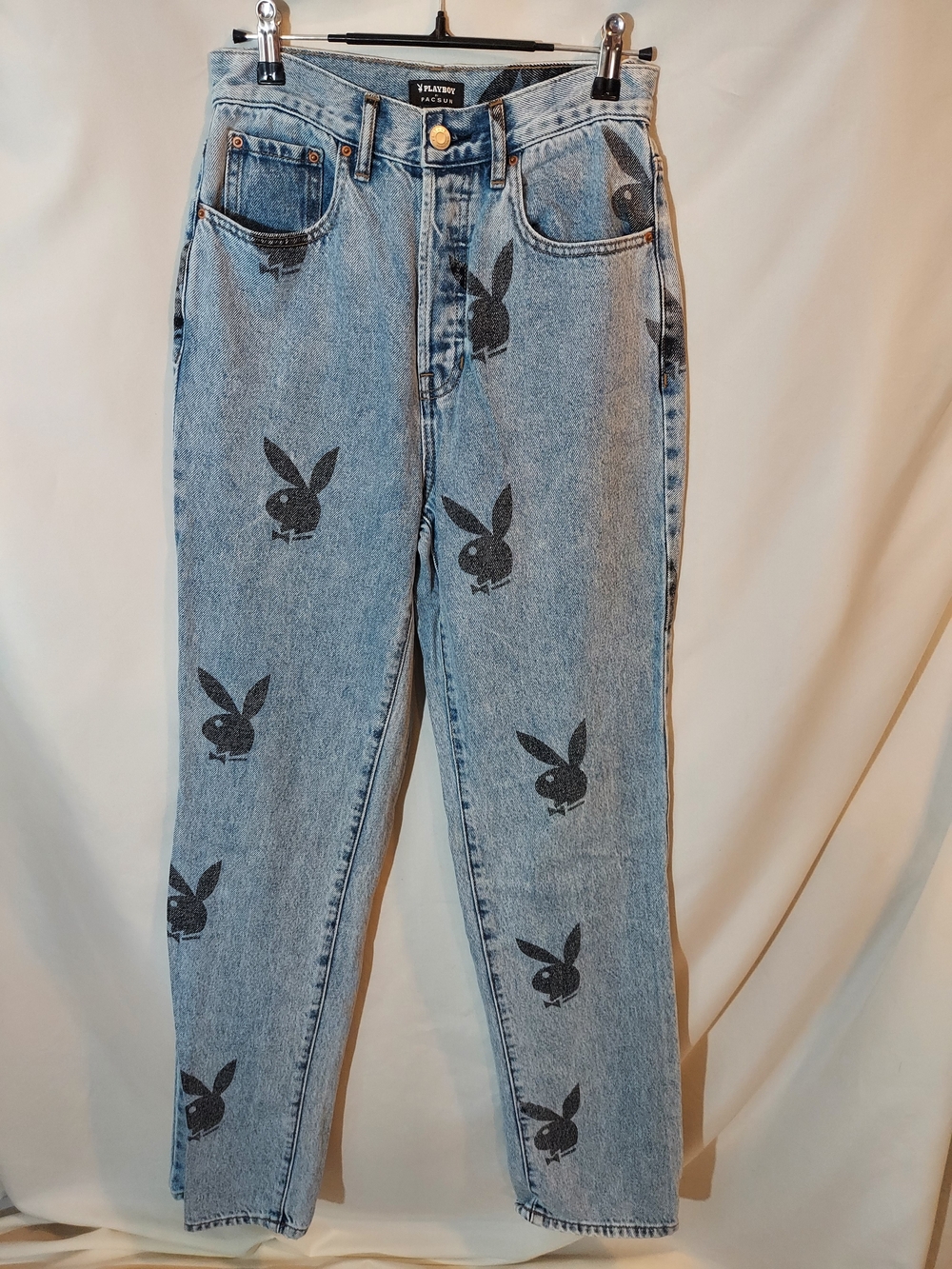 Playboy x PacSun All Over Bunny Print High Rise Straight Leg Jeans 26